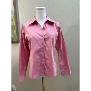 Pink Cotton Non-Iron Button Down Shirt Blouse Westbound Petites Gold Label  8P